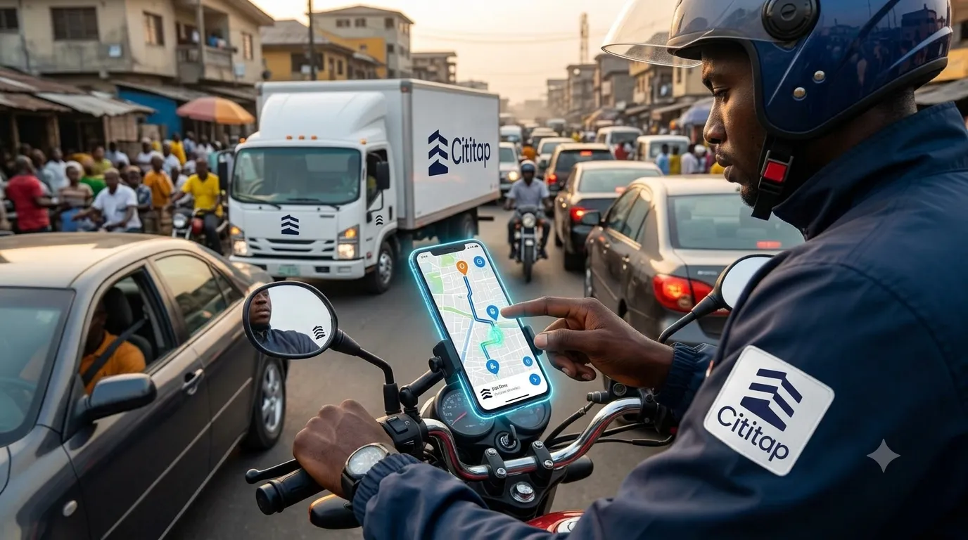 Courier completing a last-mile delivery to a Lagos doorstep